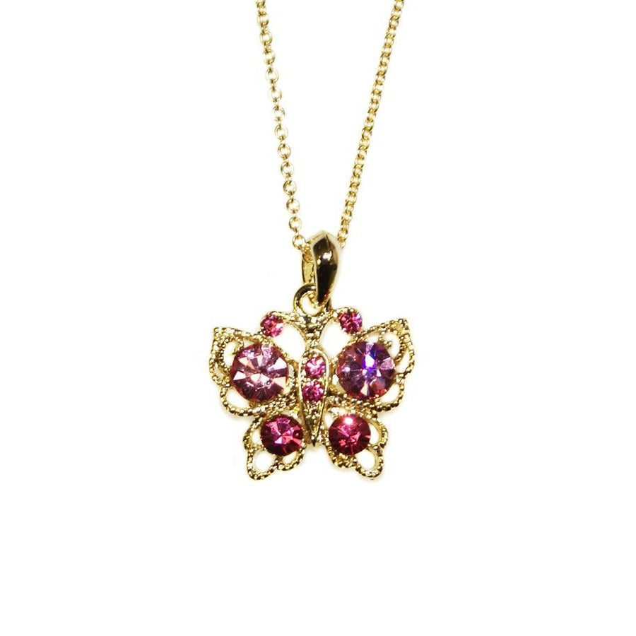 Butterfly Necklace Gold & Pink