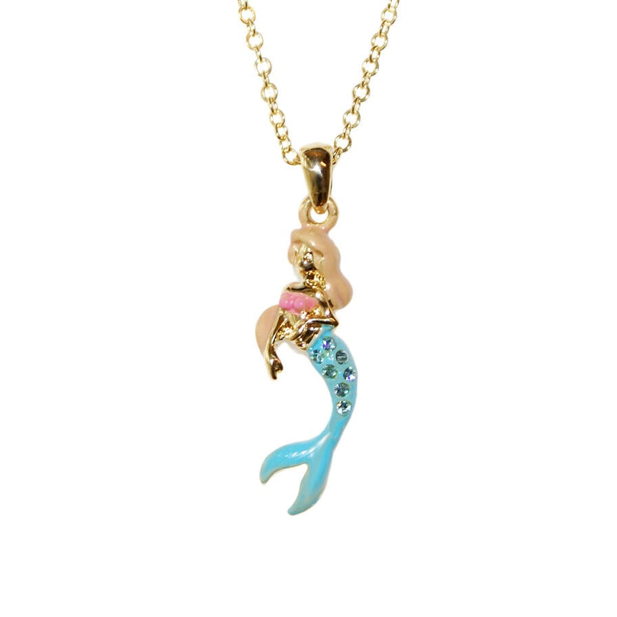 Mermaid Diamante Necklace Gold & Blue