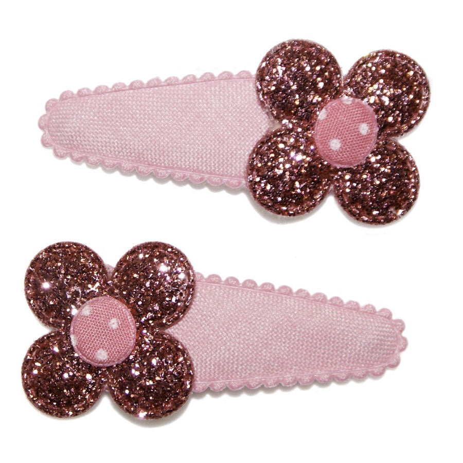 Glitter Pink Daisy Medium Snaps Set of 2