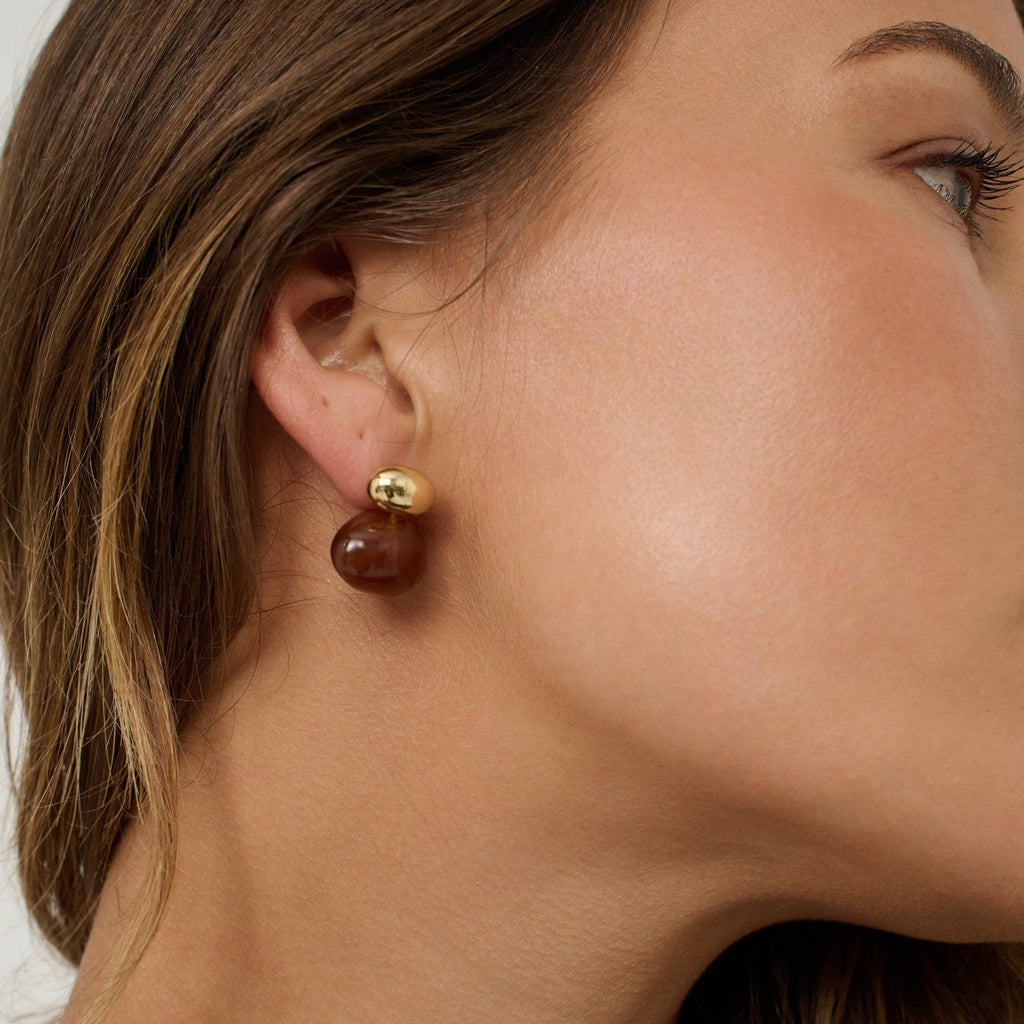 Bauble Brown Resin Earrings