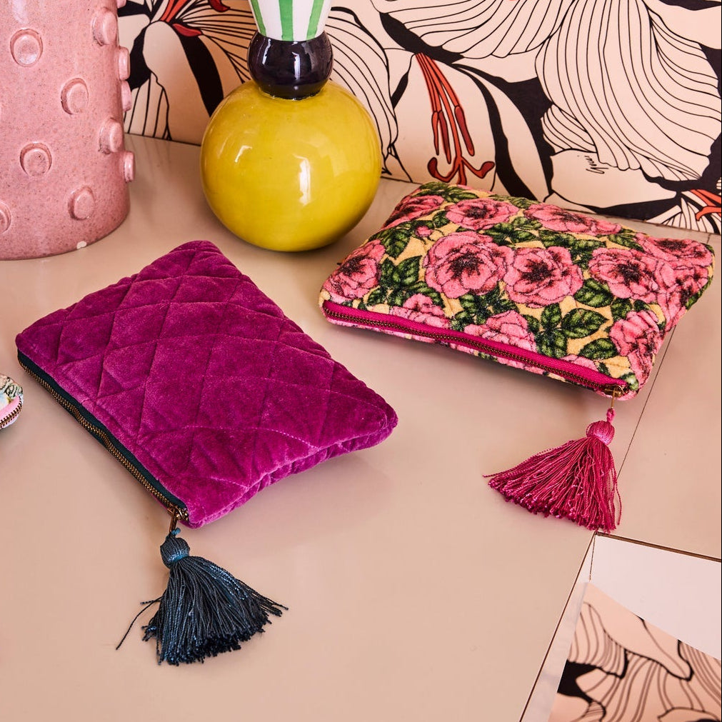 Golden Peony Velvet Cosmetics Purse