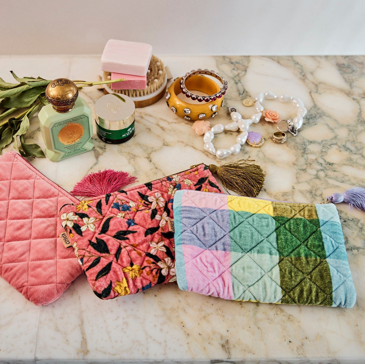Sorbet Tartan Velvet Cosmetics Purse