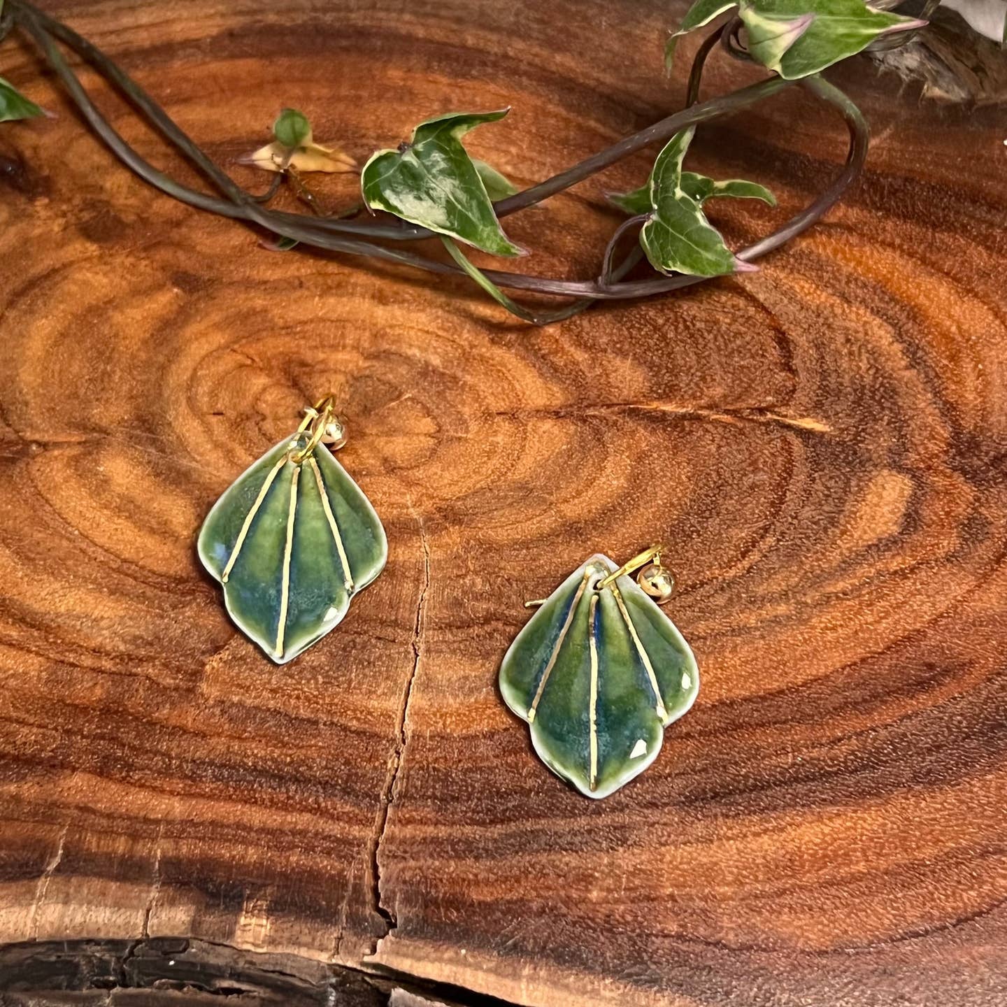 Holly Green Porcelain Earrings