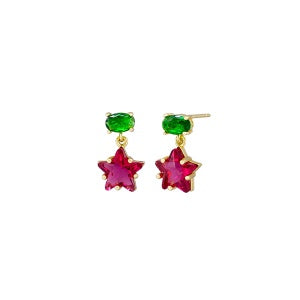 Red Crystal Star Earrings
