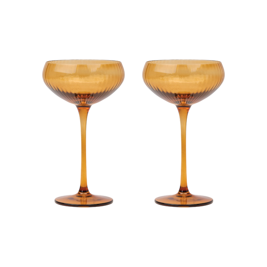 Lou Coupe Glass Amber Set of 2