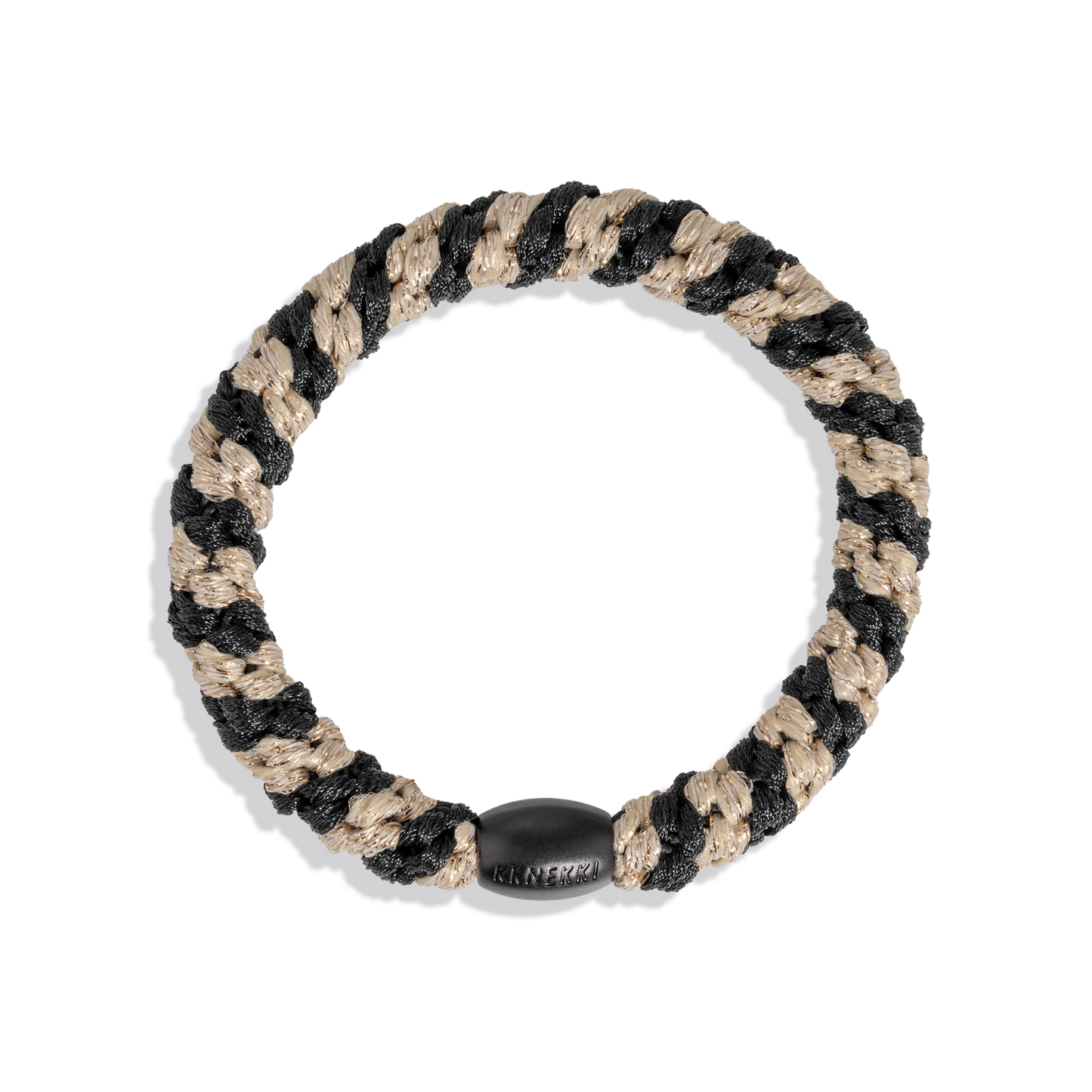 Black-Beige Glitter Stripe KKNEKKI Hair Tie