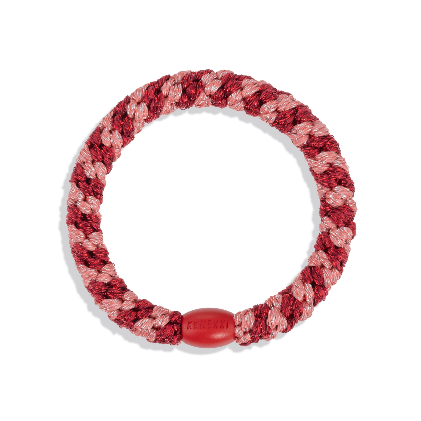 Coral Bordeaux Glitter Stripe KKNEKKI Hair Tie