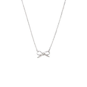 Ribbon Row Silver Necklace