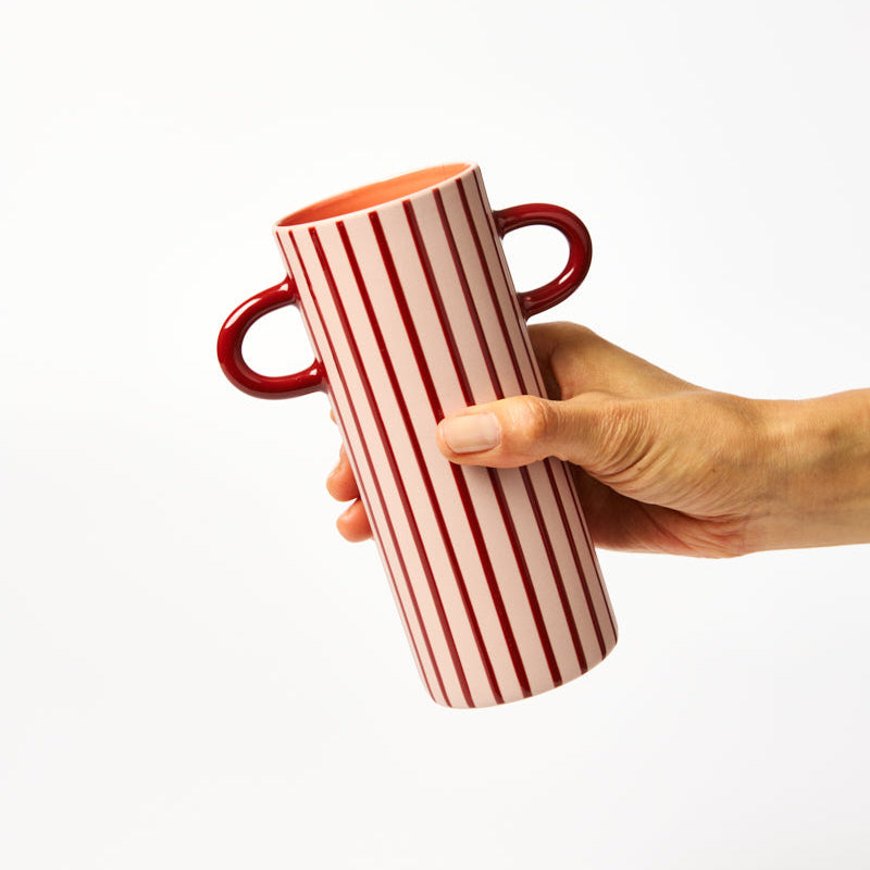 Griffe Bud Vase Pink Pinstripe