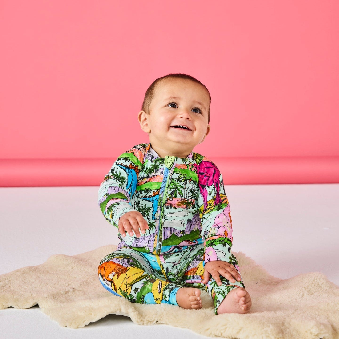 Jurassic Organic Long Sleeve Zip Romper