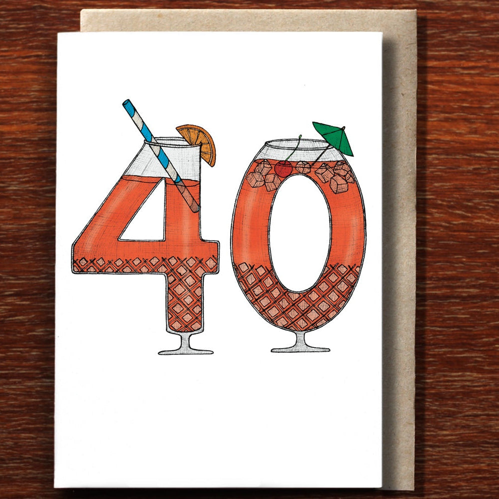 40th Cocktails Greeting Card