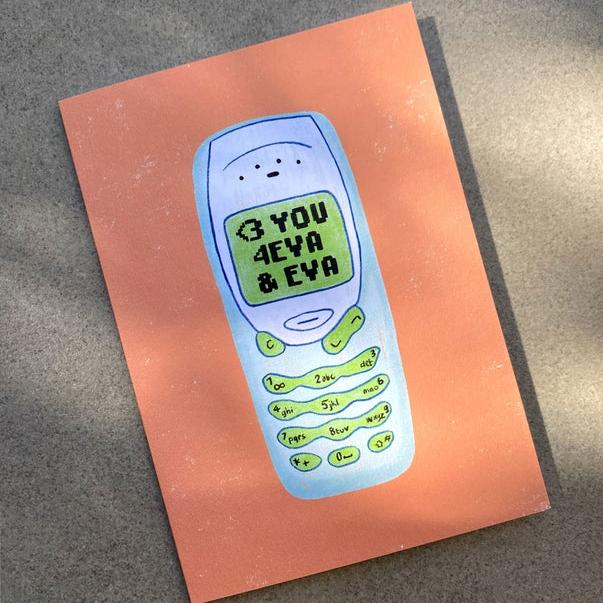 00's Phone Love You Greeting Card