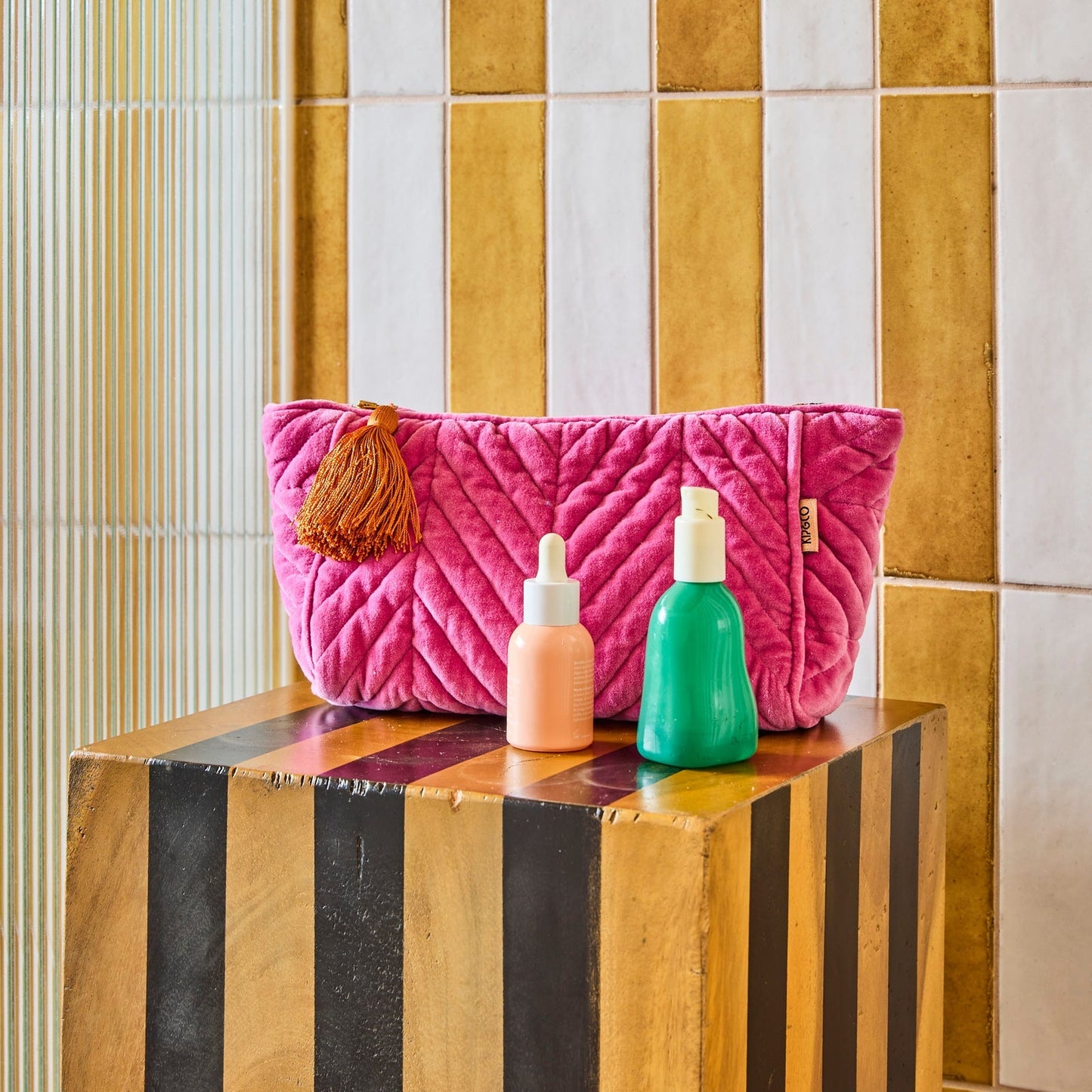 Pink Velvet Toiletry Bag