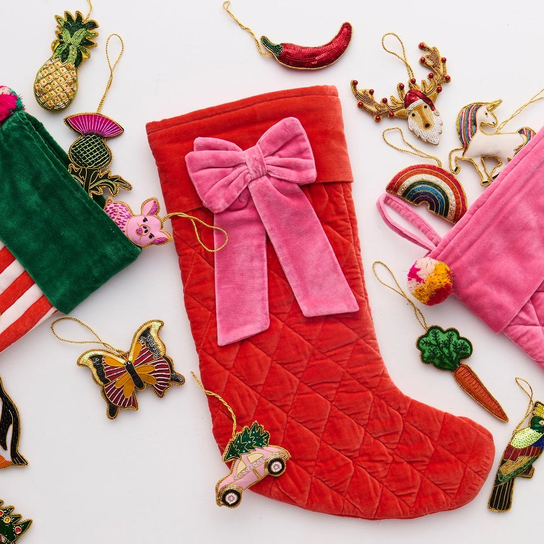 Christmas Bow Velvet Stocking