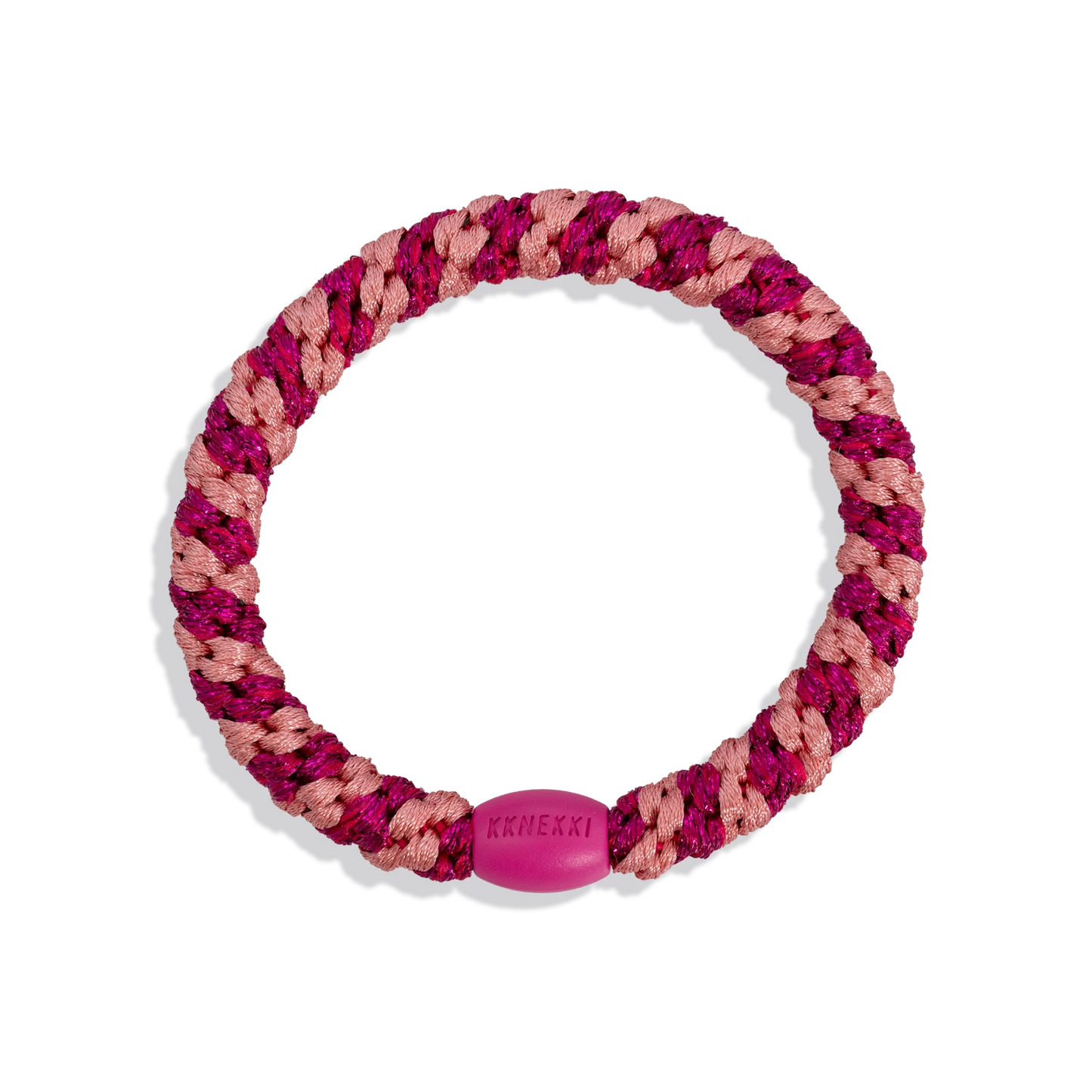 Stripe Faded Rose Electric Pink Glitter KKNEKKI Hair Tie
