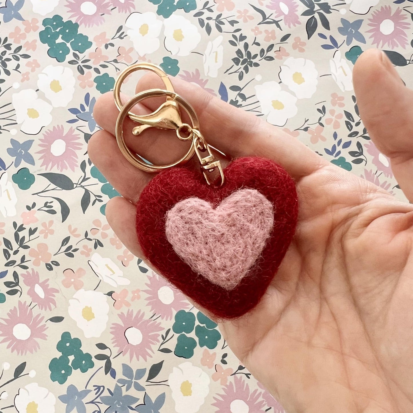 Felt Heart Key Ring