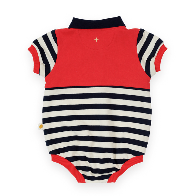 Panelled Stripe Polo Romper