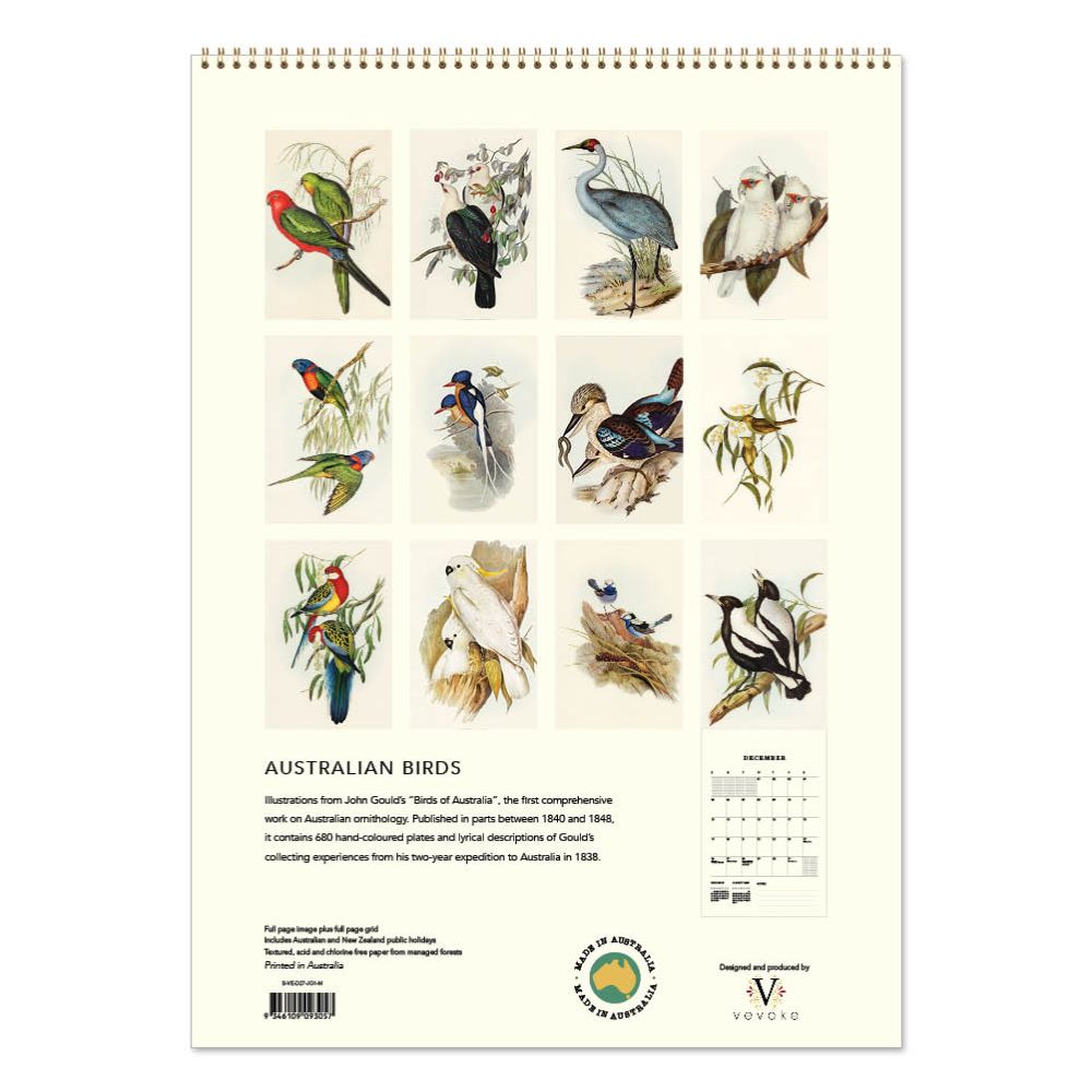John Gould Australian Birds 2027 Calendar