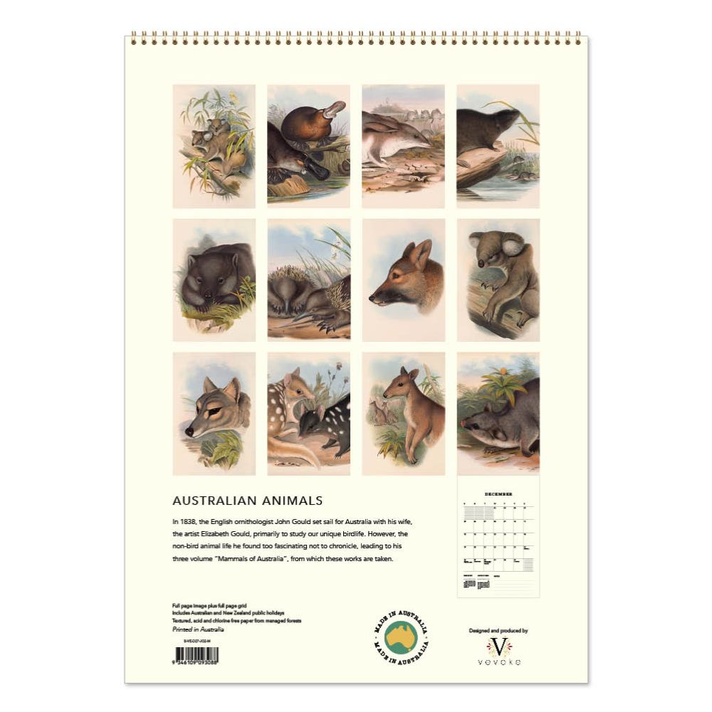 John Gould Australian Animals 2027 Calendar