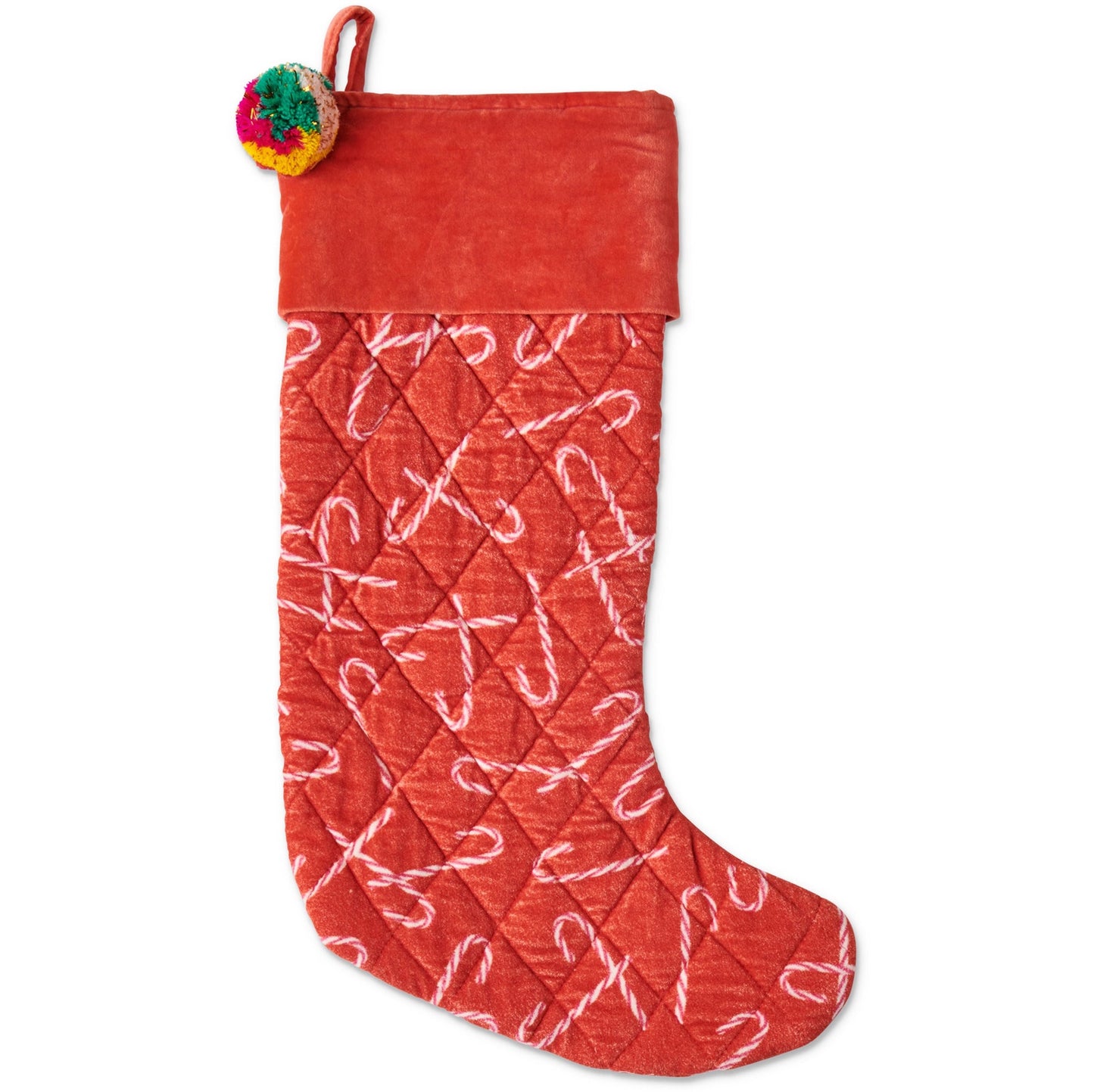 Candy Cane Red Velvet Stocking