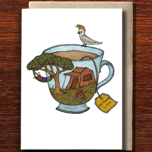 Teacup Camping Greeting Card