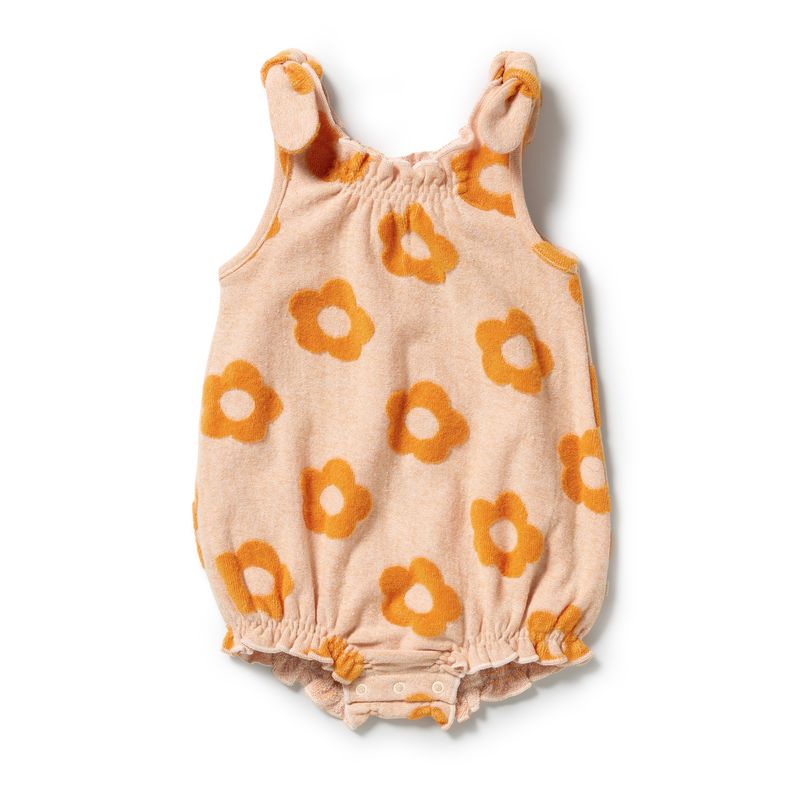 Daisy Glow Organic Terry Tie Baby Playsuit