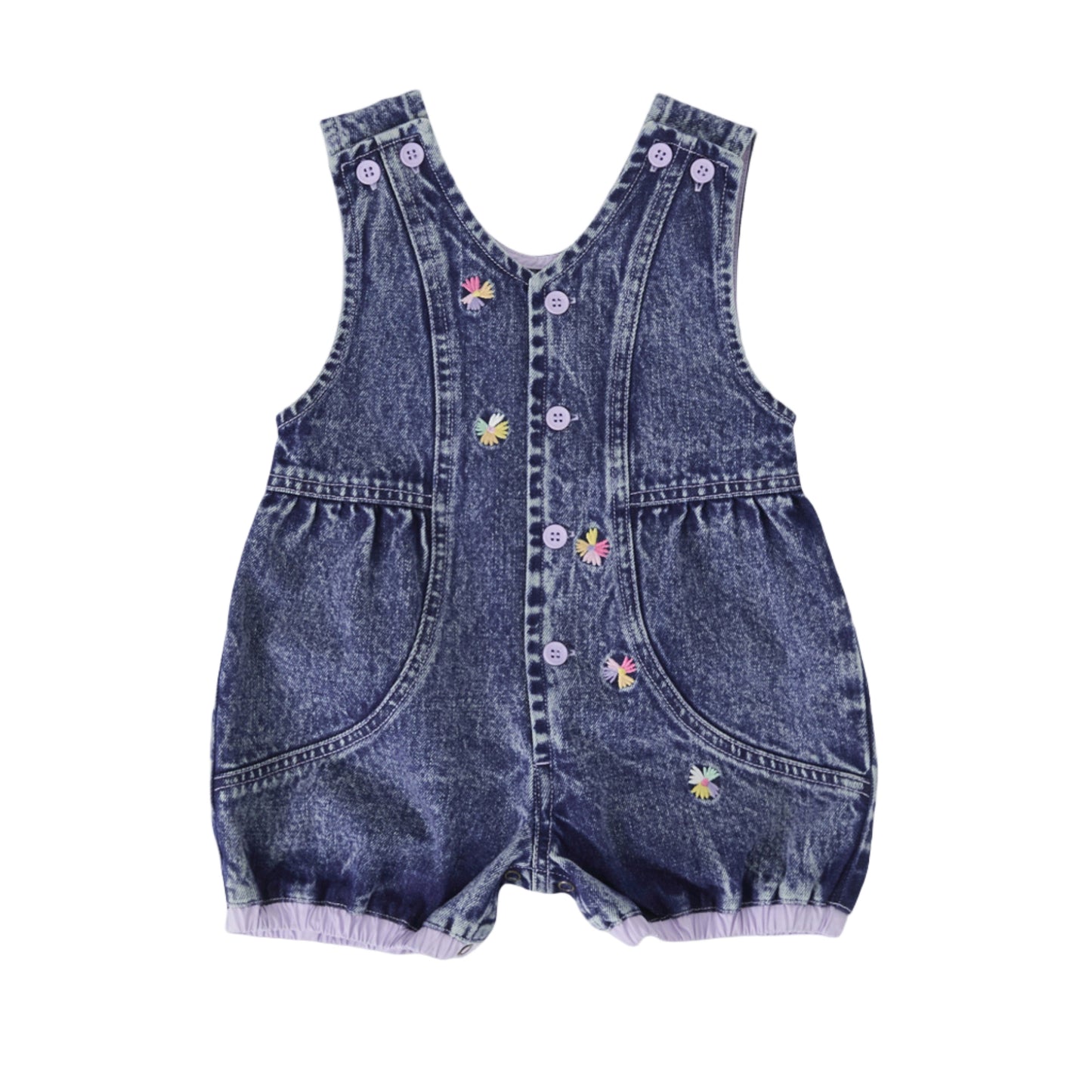 Nina Pastel Petals Denim Romper