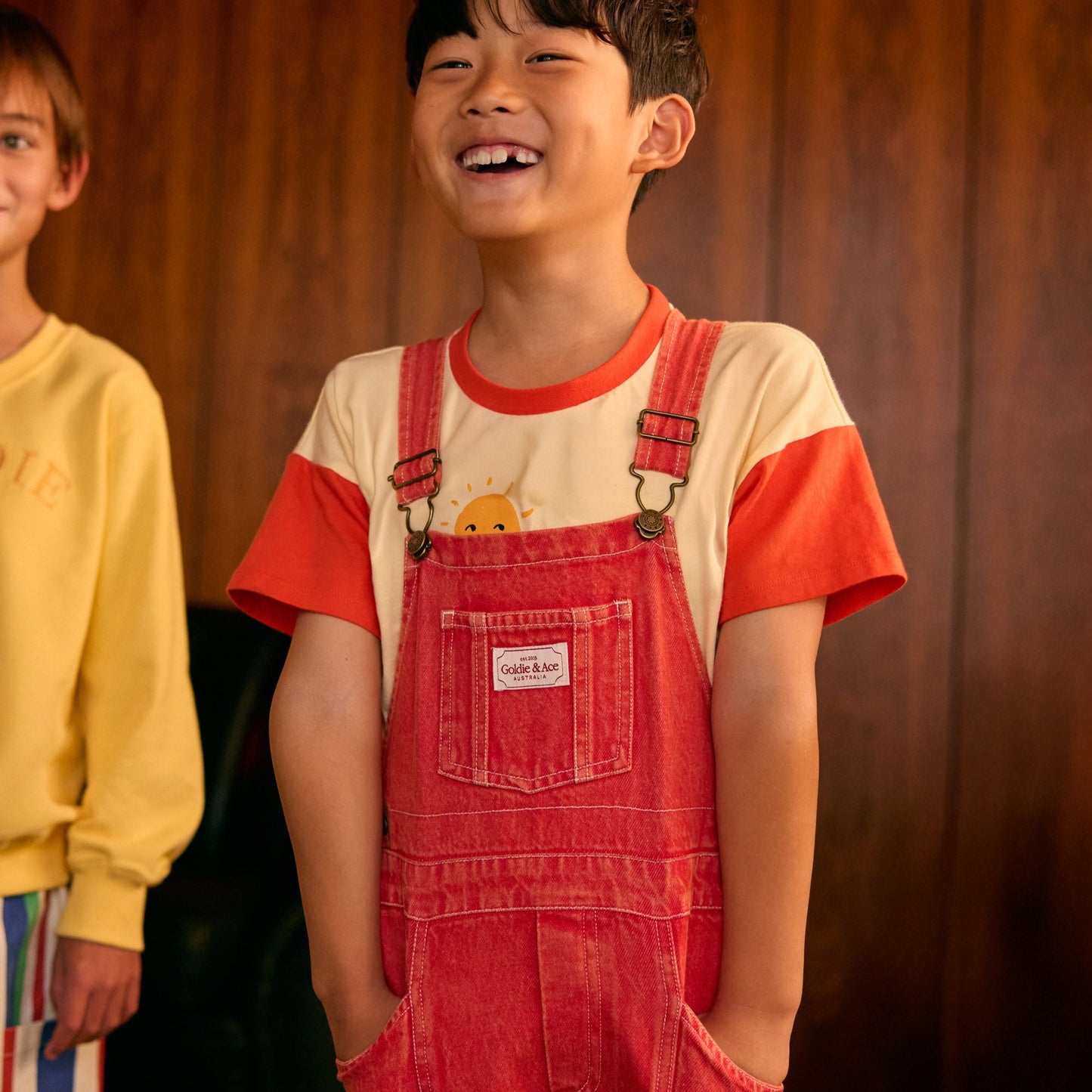 James Vintage Washed Denim Pocket Kids Overalls