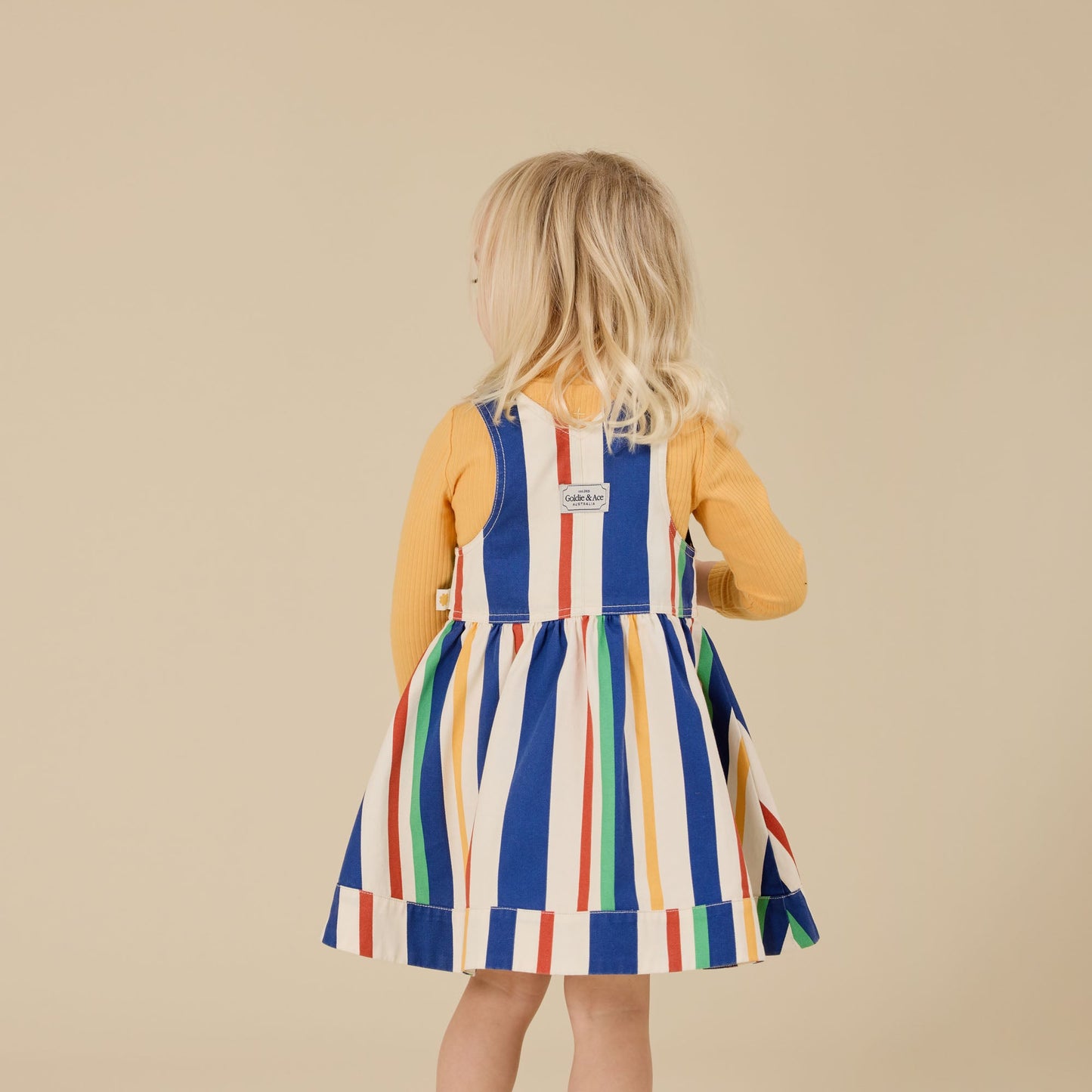 90's Bold Stripe Heidi Denim Pinafore Kids Dress