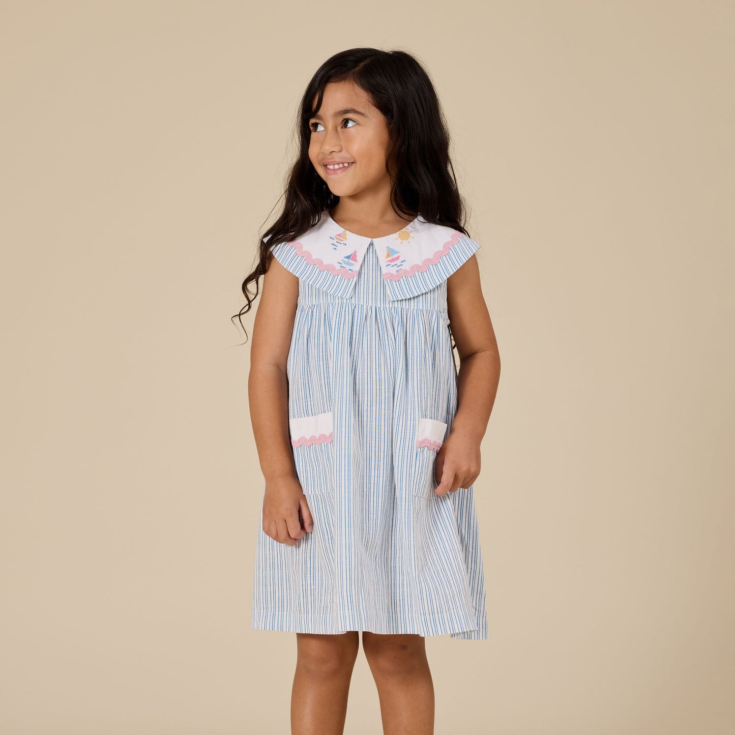 Sailor Stripe Lucy Collared Kids Dress