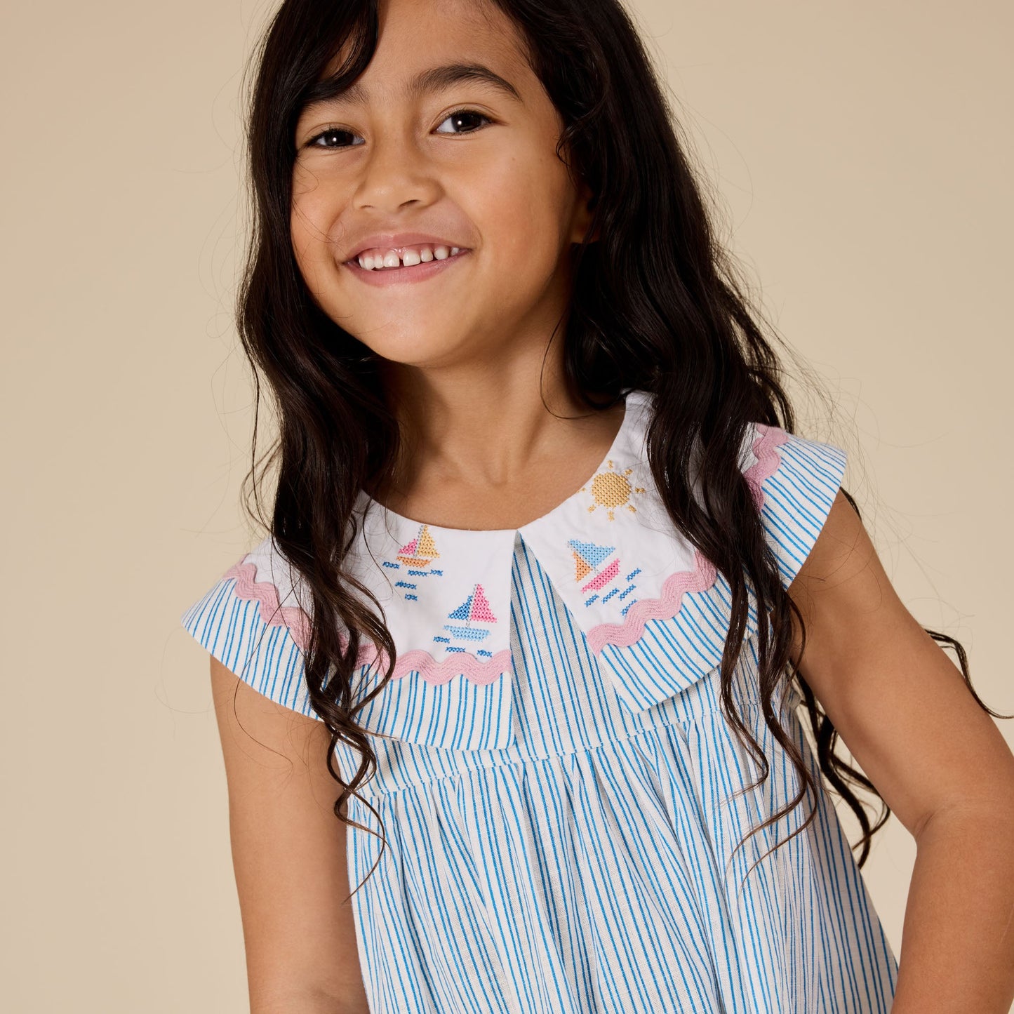 Sailor Stripe Lucy Collared Kids Dress