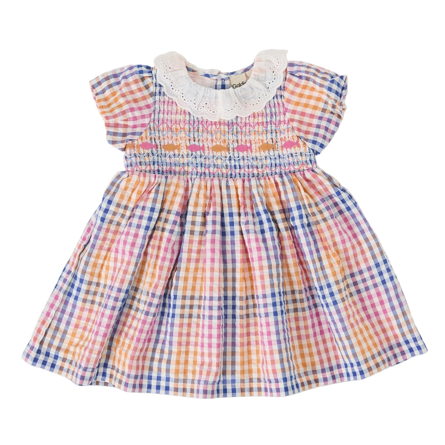 Flo Rainbow Gingham Smoked Kids Dress