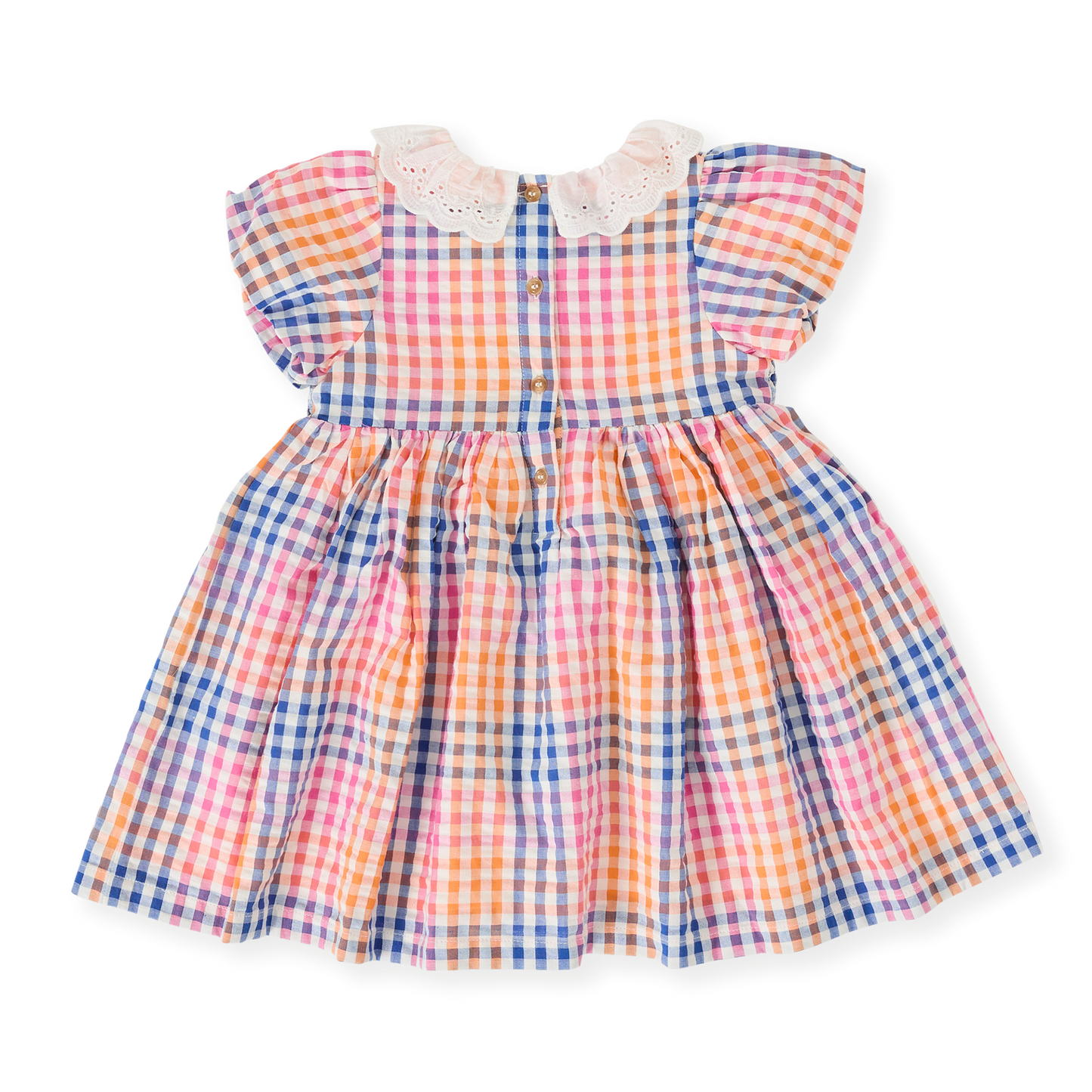 Flo Rainbow Gingham Smoked Kids Dress