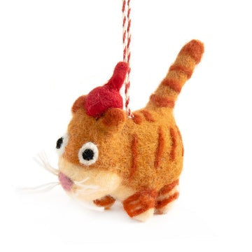 Ginger Cat Wool Decoration