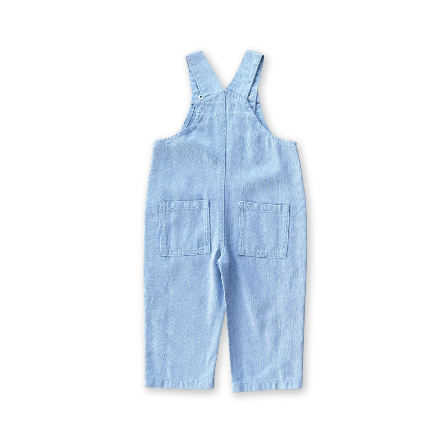 Organic Embroidery Posy Ice Blue Kids Overalls