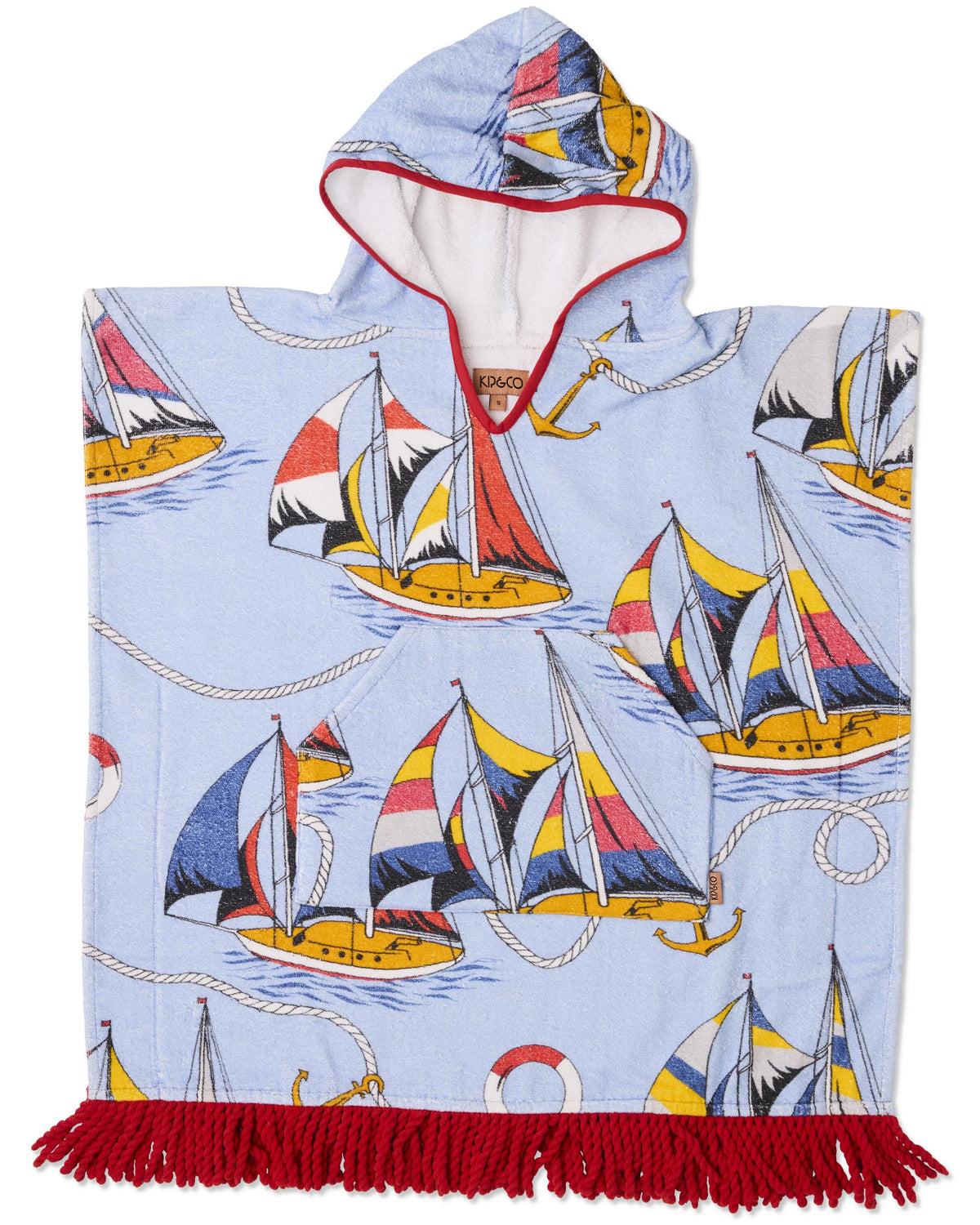 Hey Sailor Printed Kids Terry Poncho