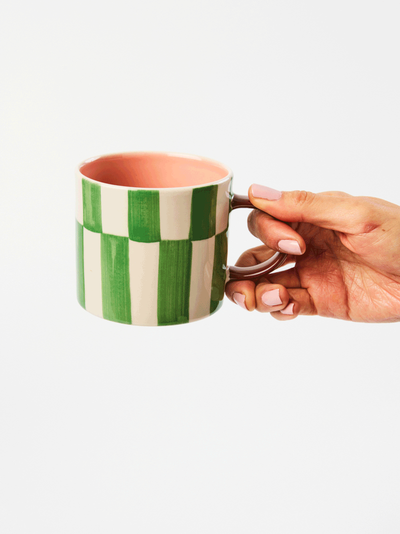 Bloomie Green Check Mug