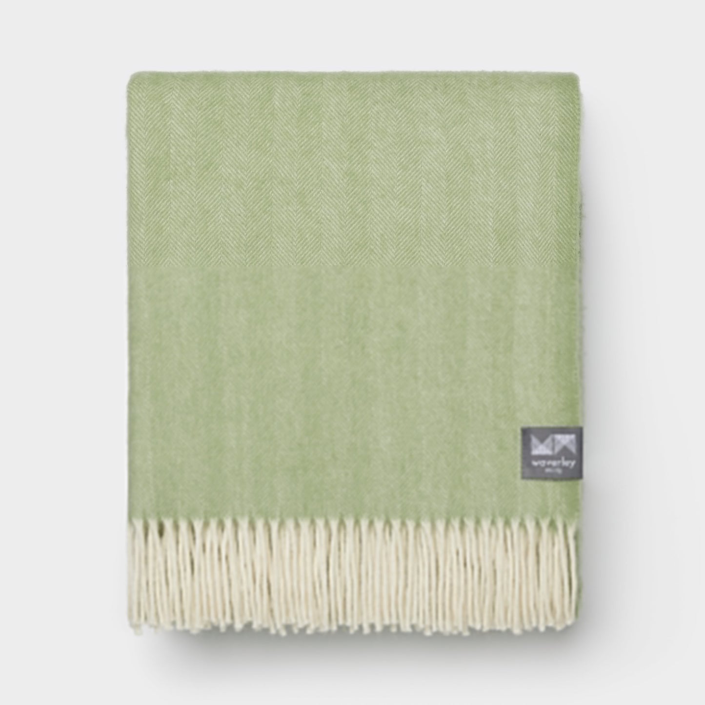 Herringbone Moss Merino Wool Throw