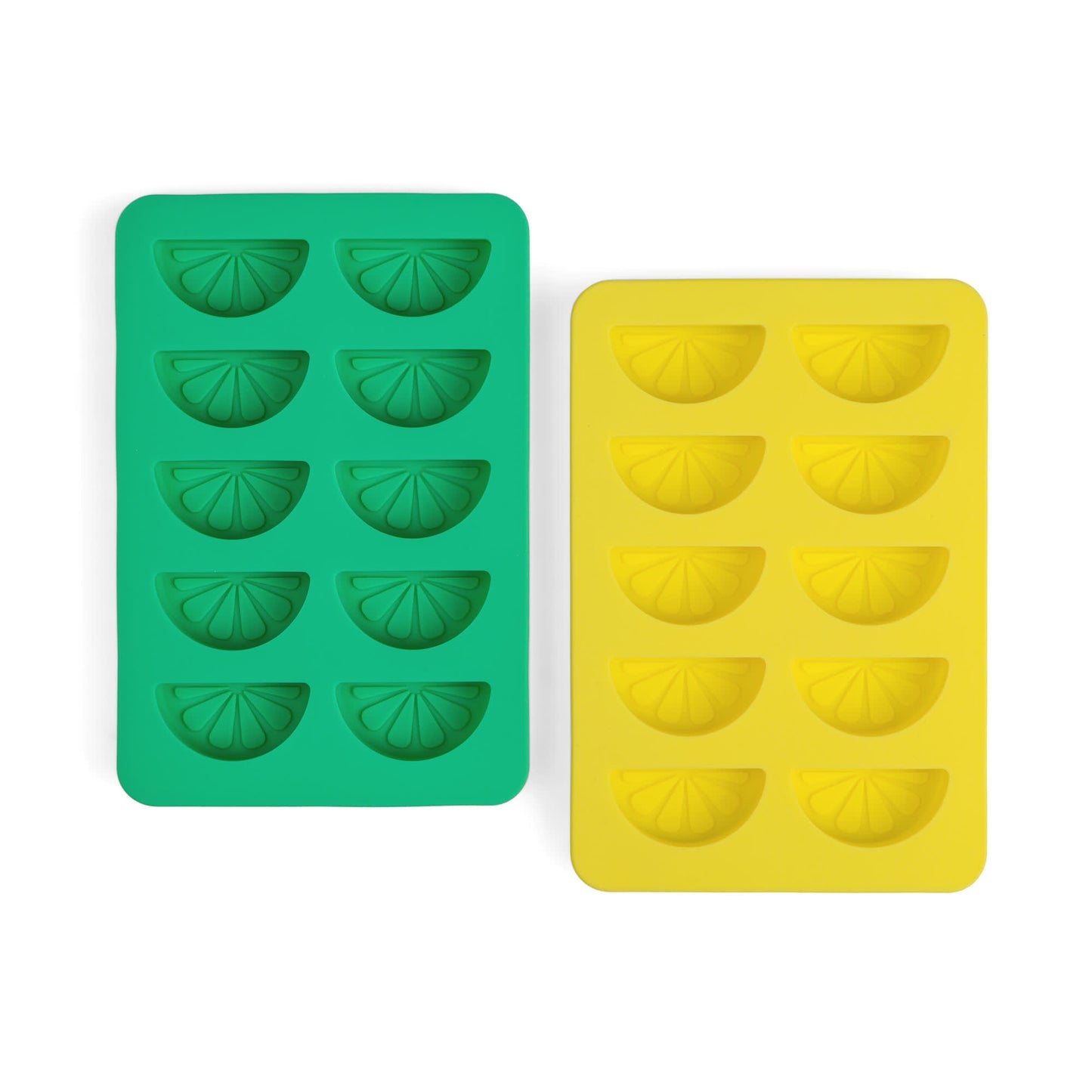 Citrus Wedge Yellow & Green Ice Trays Set of 2