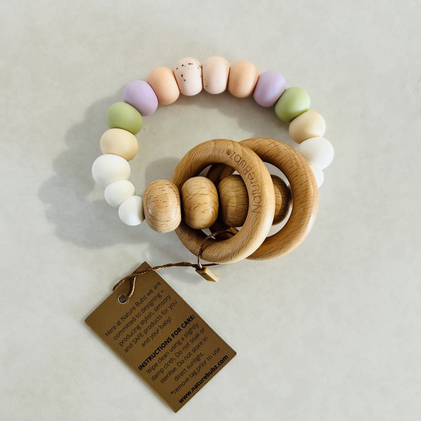 RAINBOW Rattle Teether Rose Garden