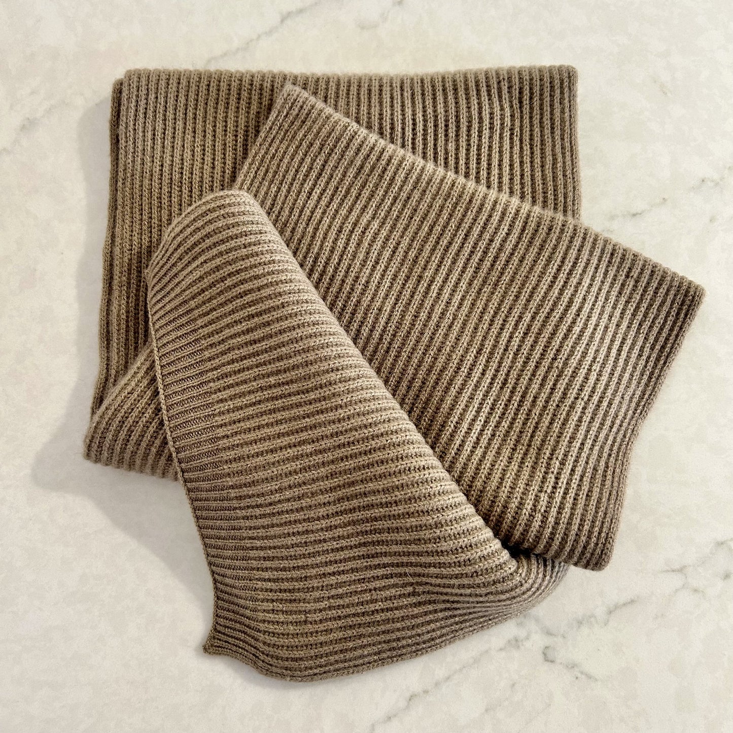 Taupe Knit Cashmere Scarf