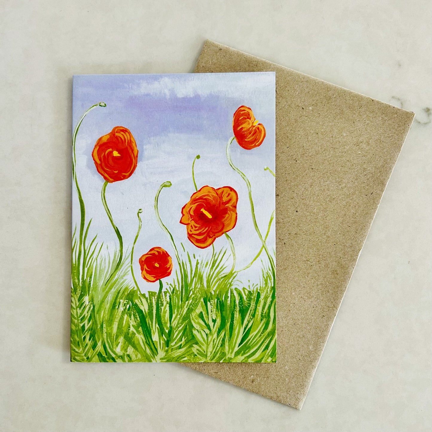 Orange Poppies Botanical Gardens Greeting Card