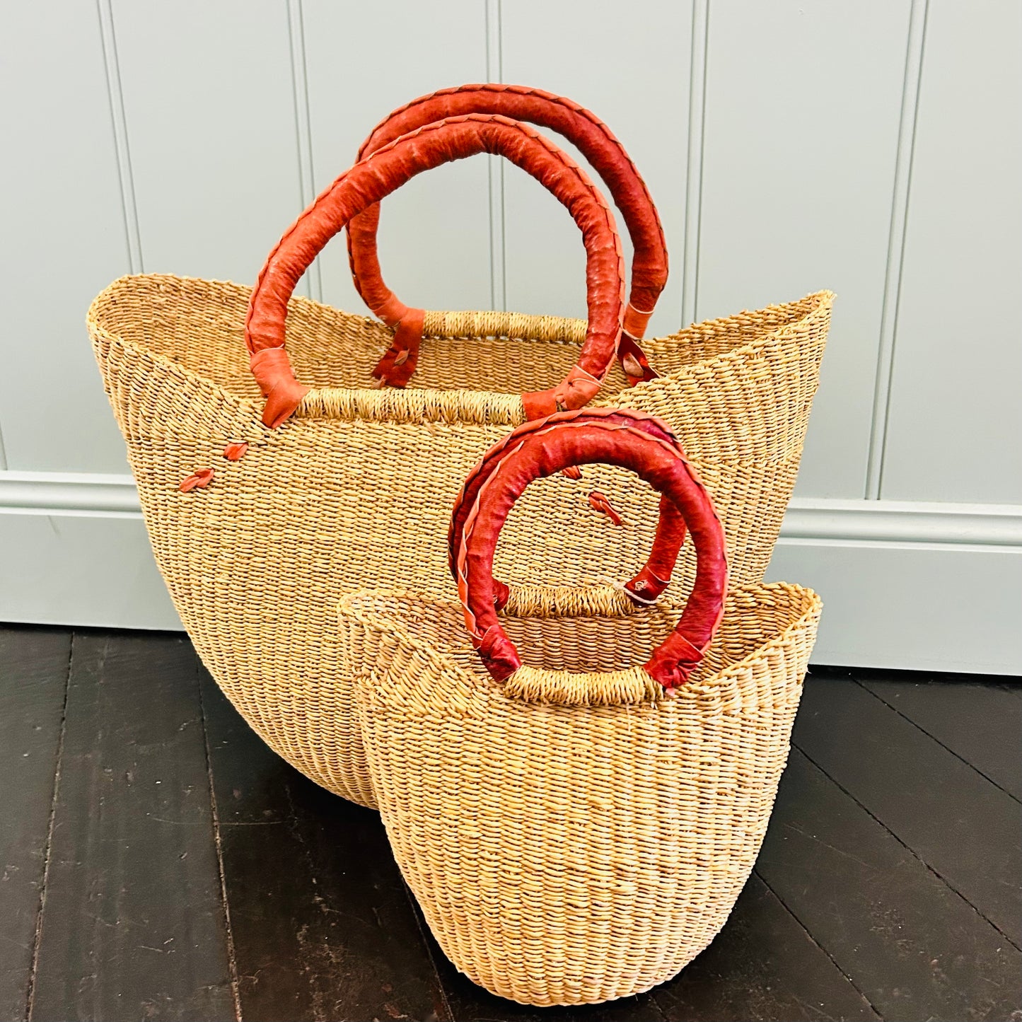 Mini Market Basket Tan Leather