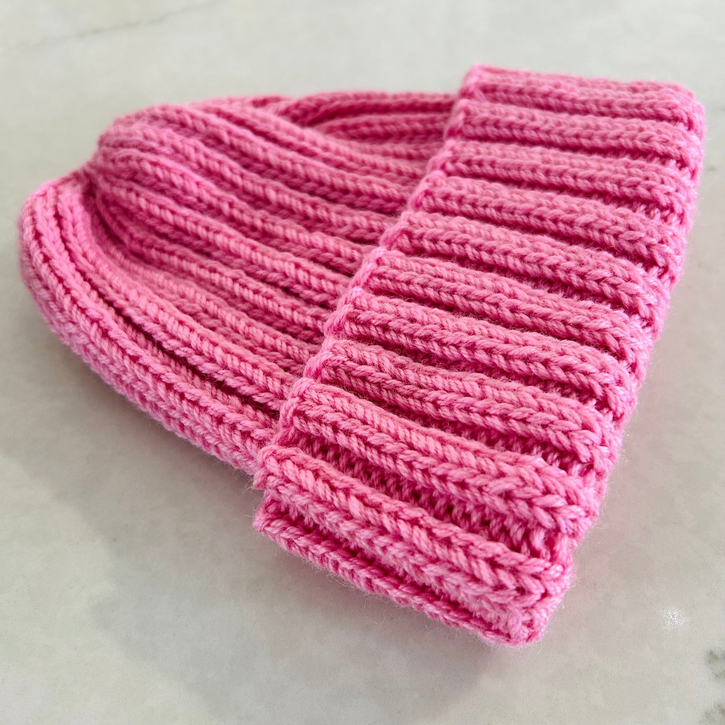 Hand Knitted Wool Beanie - Pink