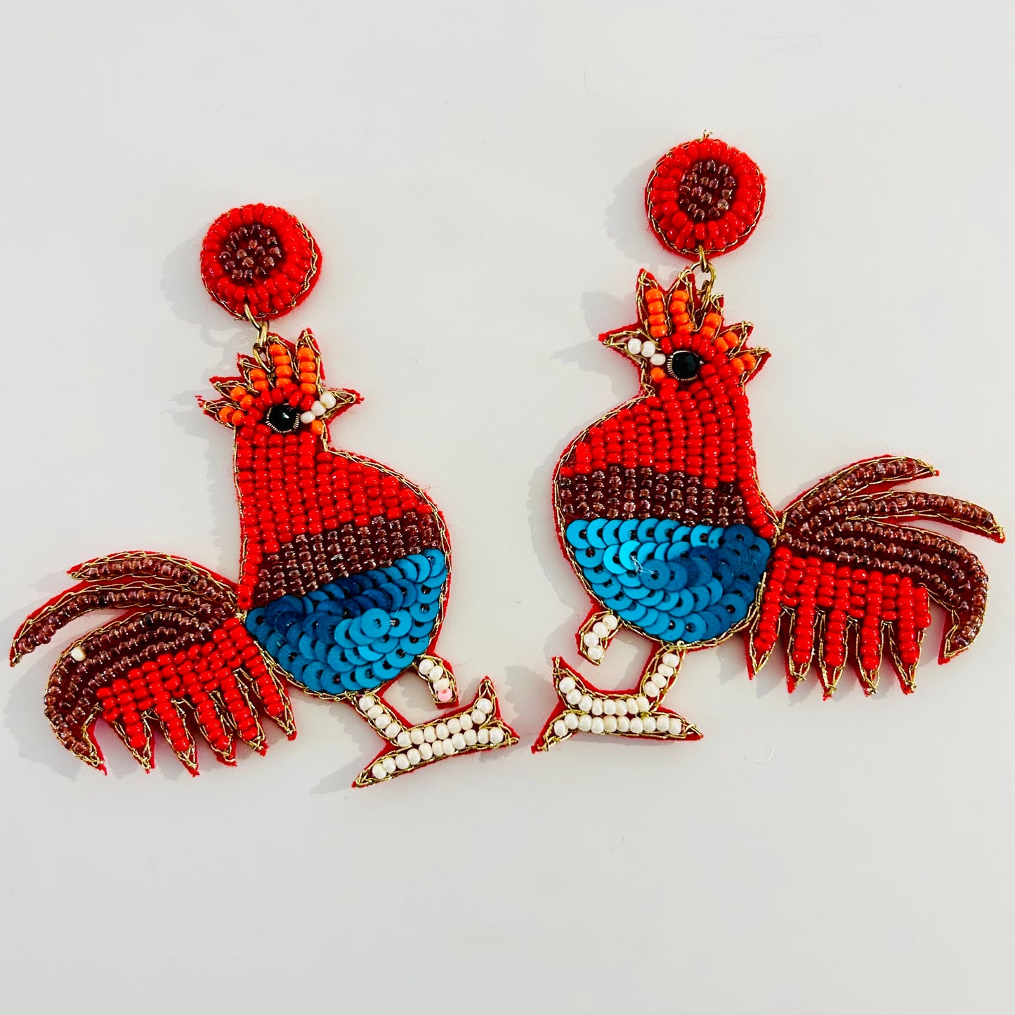 Beaded Earrings Rooster