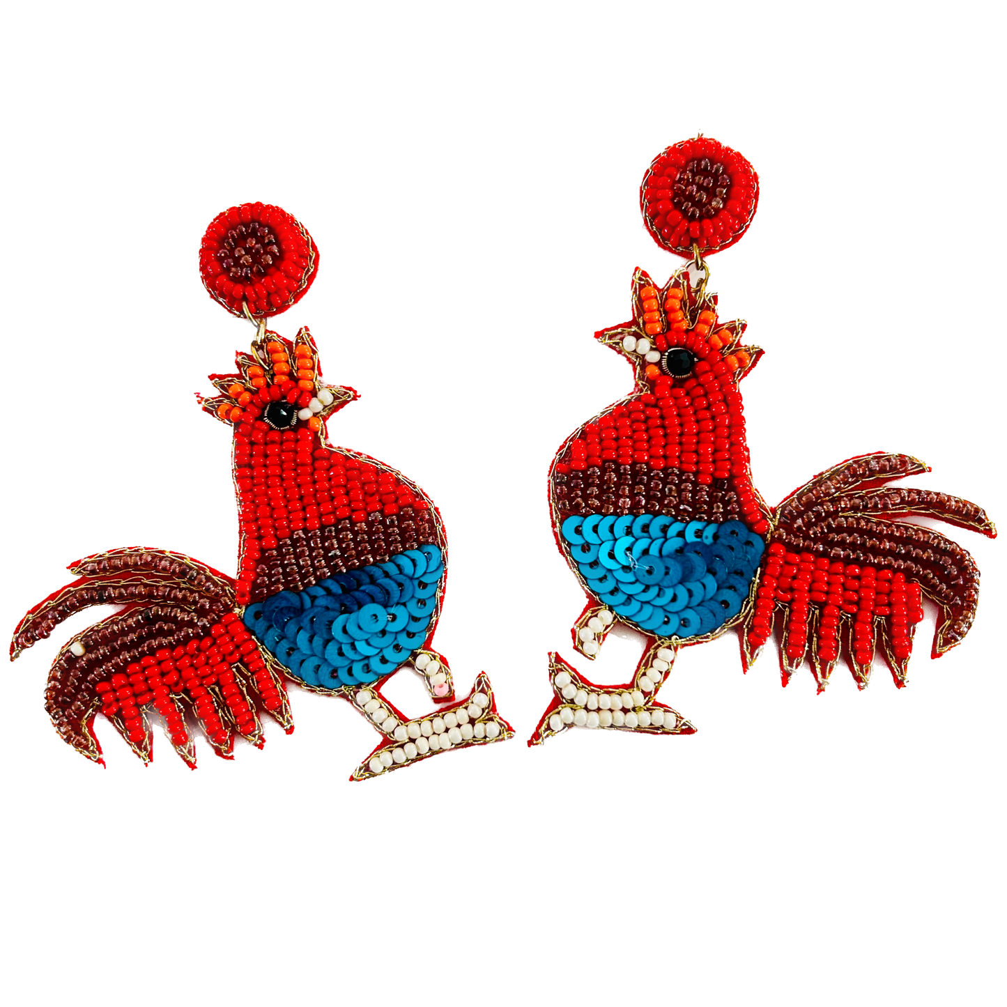 Beaded Earrings Rooster