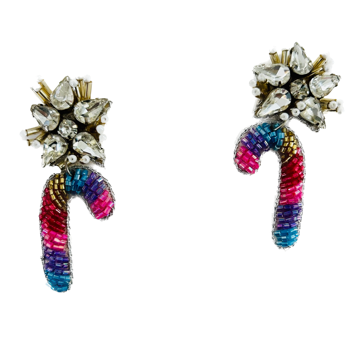 Beaded Earrings Rainbow Candy Cane
