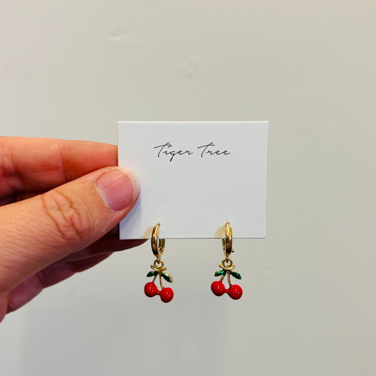 Red Cherry Mini Huggie Earrings