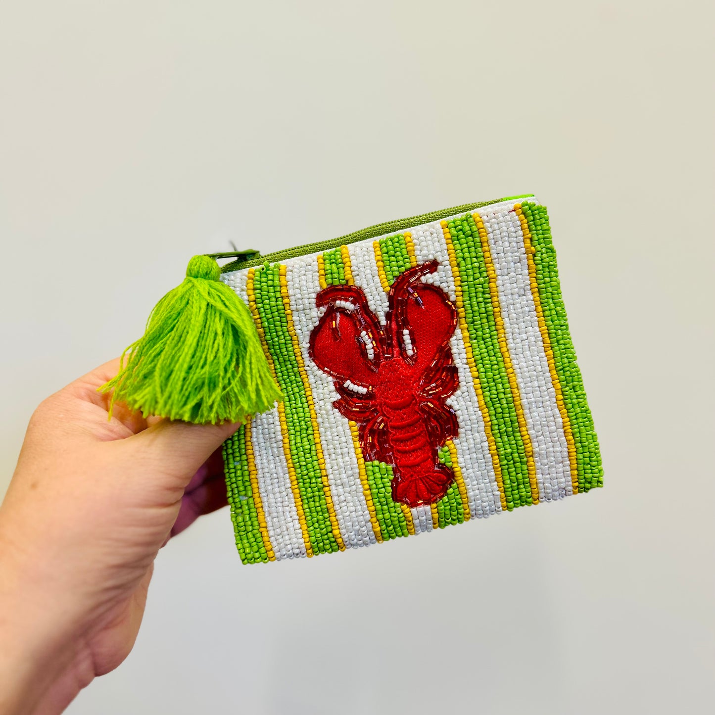 Lobster Beaded Stripe Coin Purse