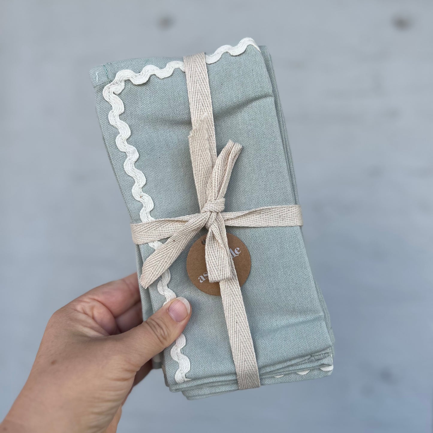 Orla Mist & Ivory Cotton Napkins Set of 4